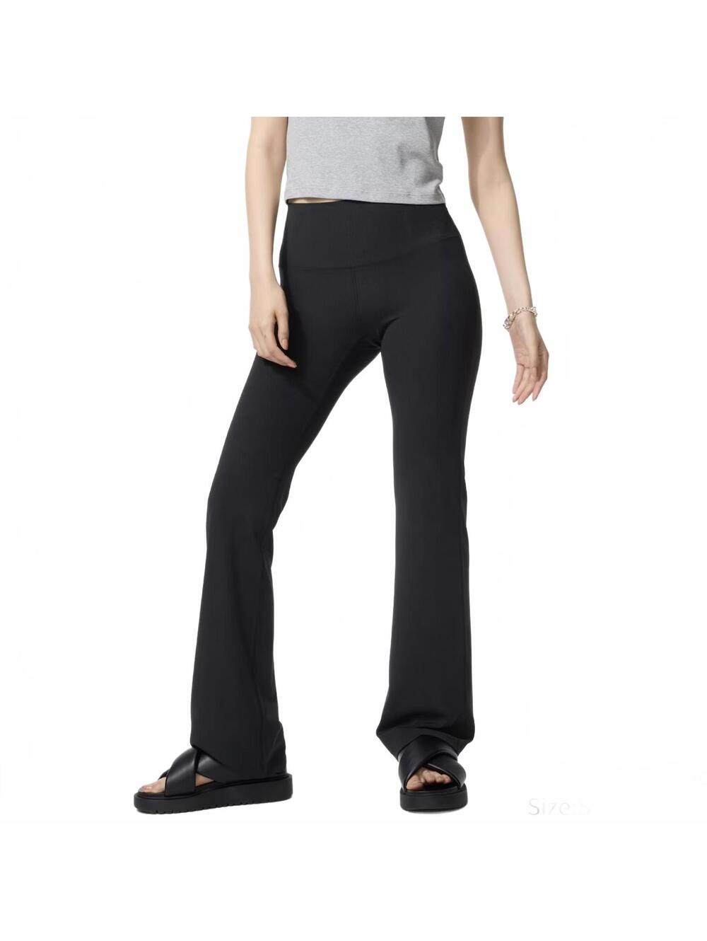 Uniqlo AIRism Soft Ribbed Flare Leggings Black XS